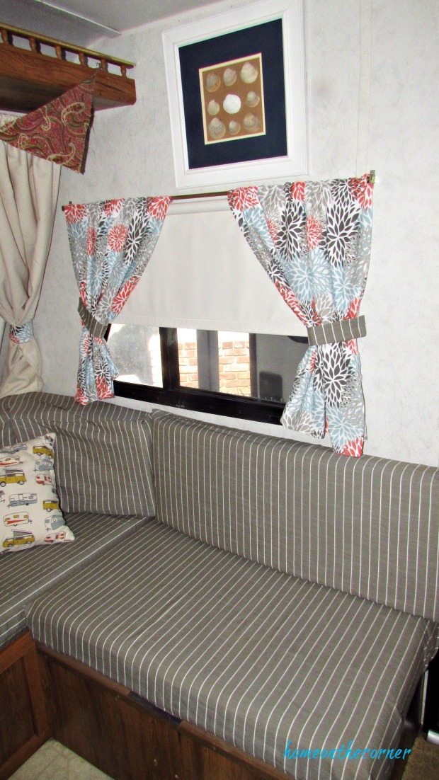 rv makeover striped cushion covers and curtains