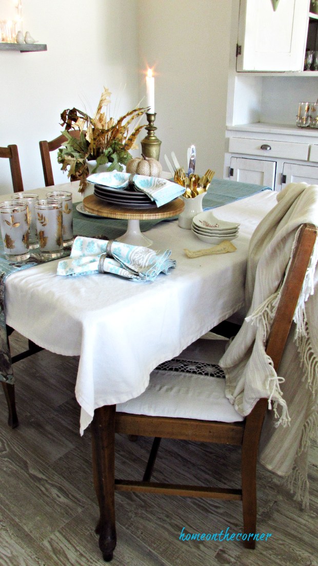 fall living room dining room table place setting