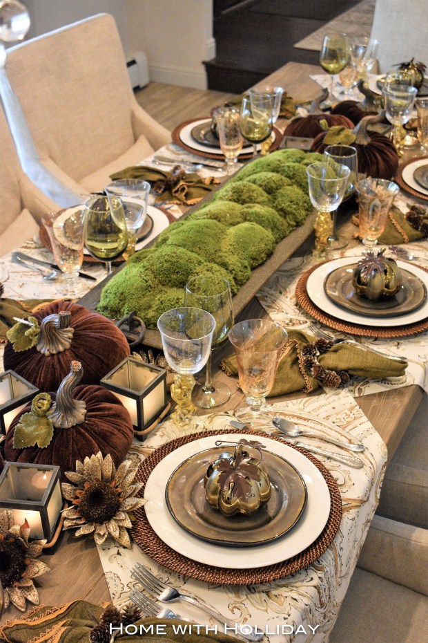 Green and Brown Tablescape Home with Holliday