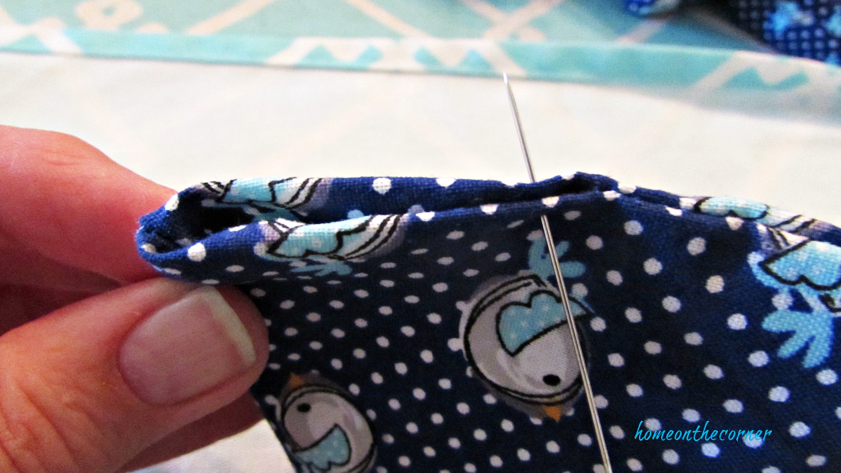 hand warmer fold in and stitch