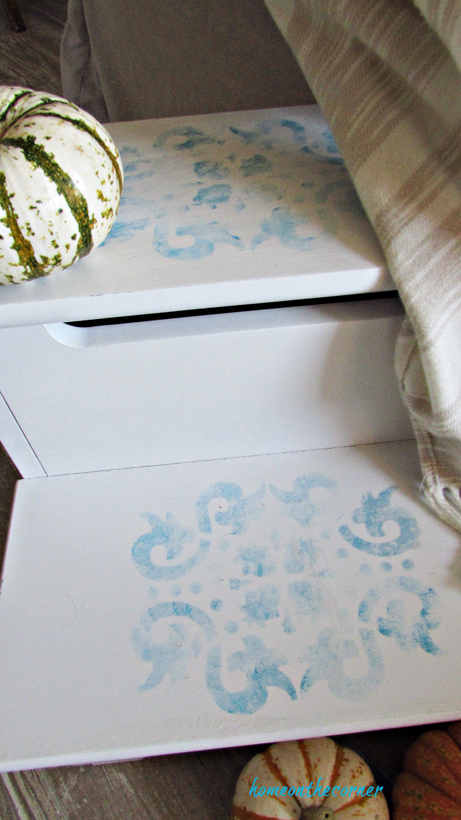 step stool makeover fall stencil pumpkins