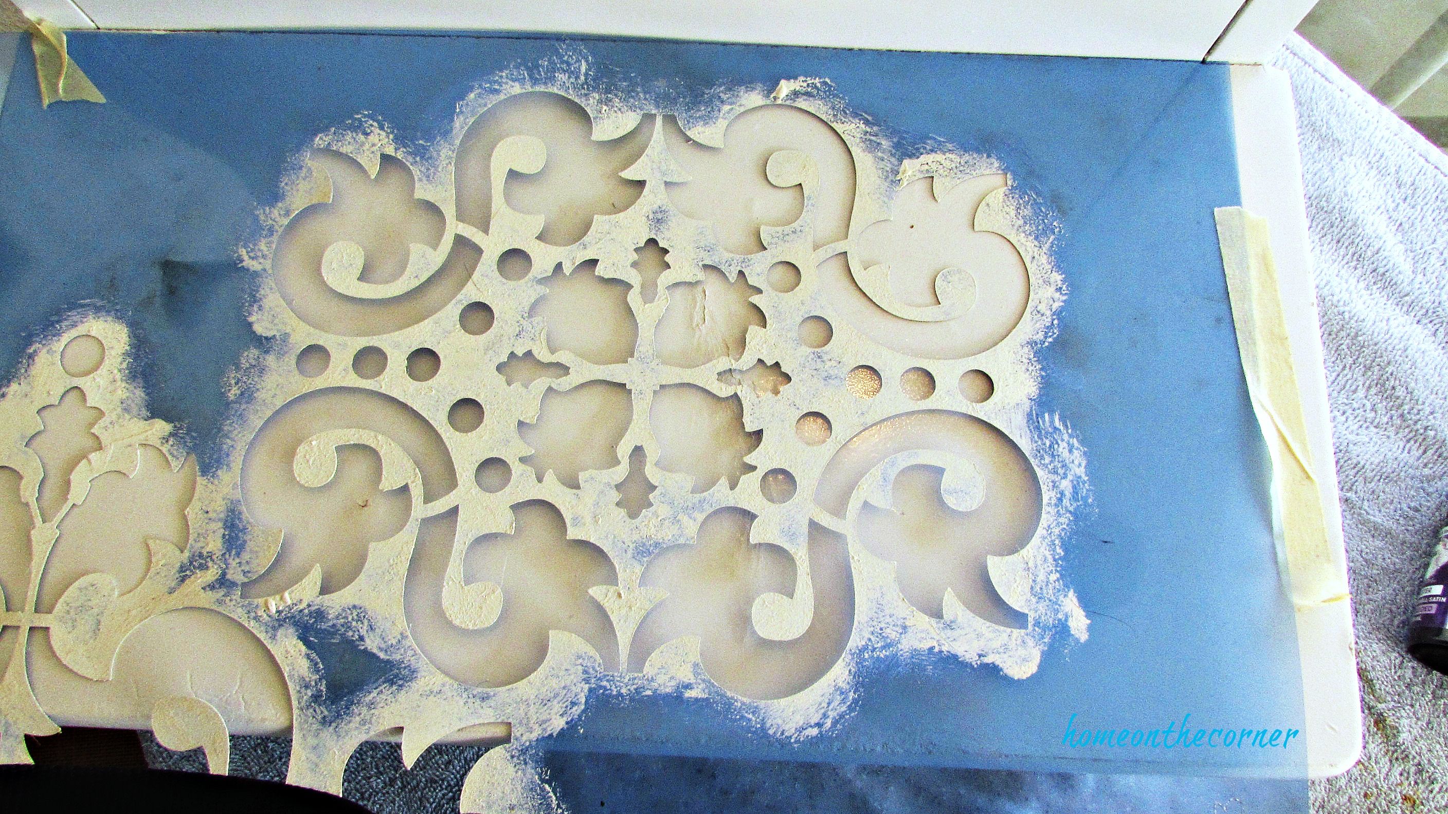 step stool makeover stencil