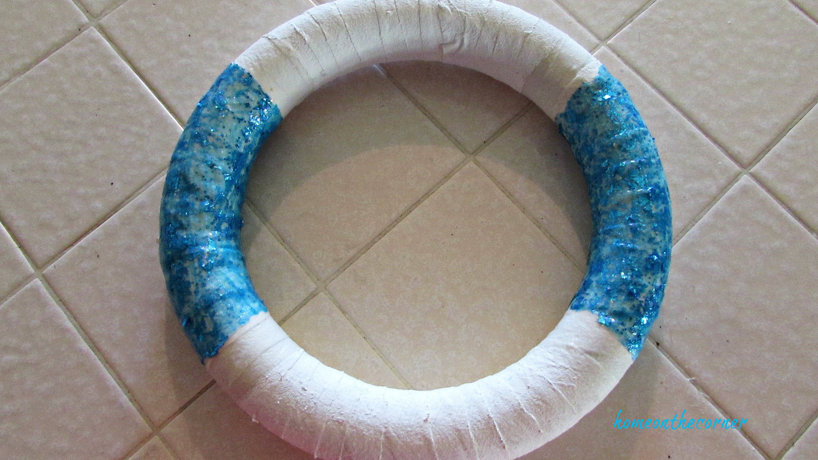 christmas wreath glittery turquoise