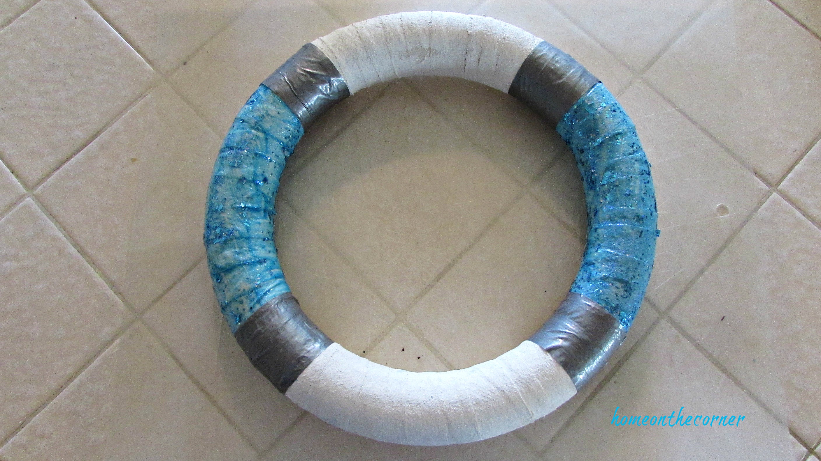 christmas wreath turquoise and white